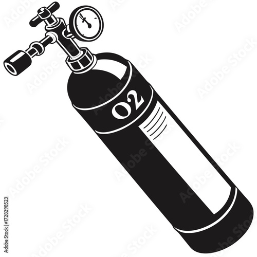"Oxygen Cylinder Silhouette Vector Illustration"