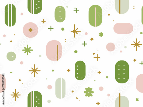 柔らかなパステルカラーと幾何学模様が織りなす、優しく心地よい抽象的なテクスチャパターン