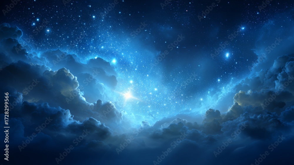 Fototapeta premium Radiant Milky Way in a Dreamy Night Sky with Shining Stars and a Touch of Dawn Light