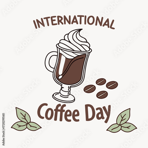International Coffee day celebration illustration design