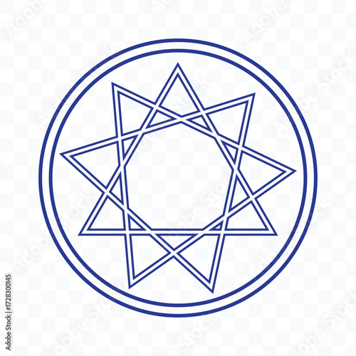 Bahai glyph flat vector icon