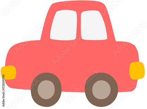 Cute Red Car Illustration
