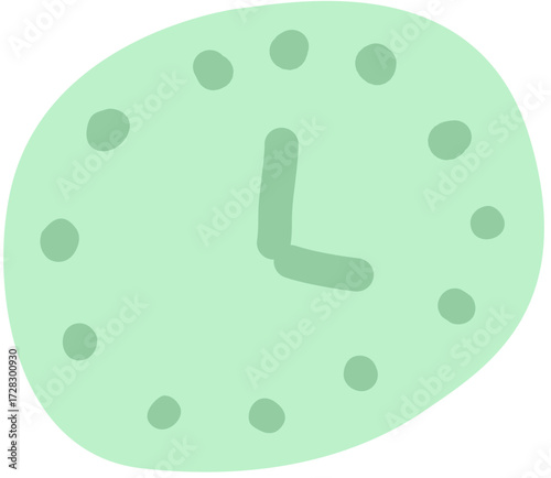 Cute Green Clock Illustration