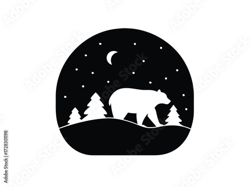 polar night vector icon in bold style on black color and white background.