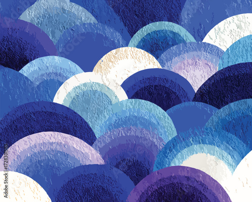 青い波紋が重なり合う抽象的なテクスチャ背景、芸術的なデザイン要素