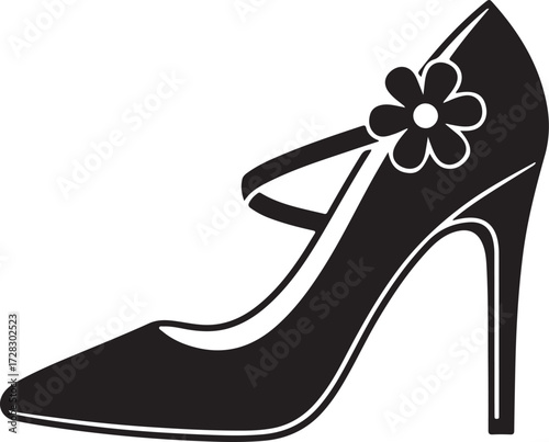 Elegant High Heel Shoe Silhouette Vector
