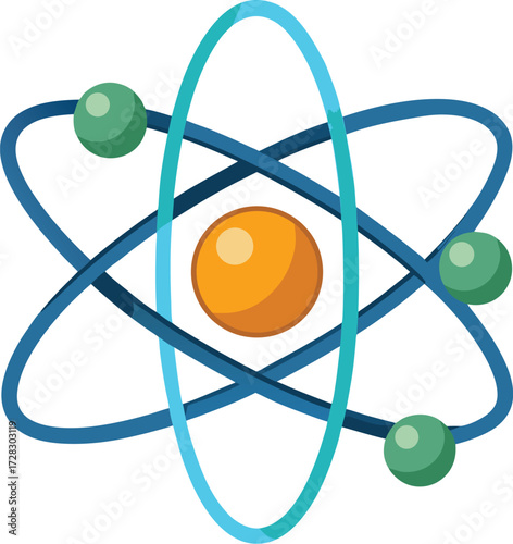 Stylized atom model with orbiting electrons vector