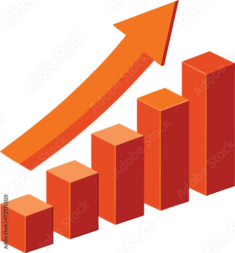 Isometric growth chart with upward arrow