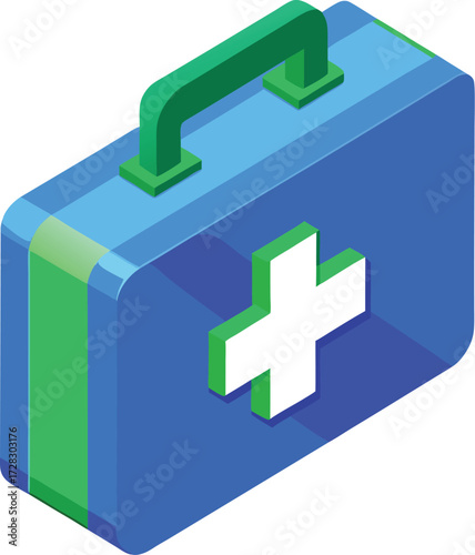 Isometric first aid kit with medical cross