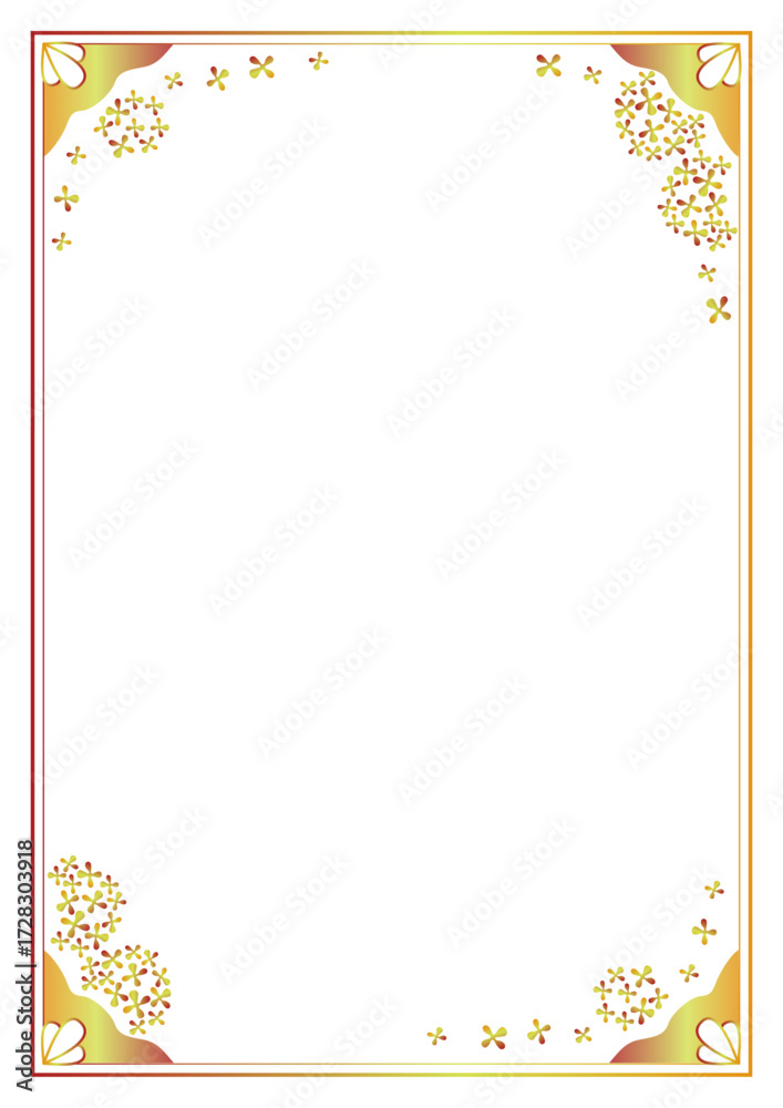 Obraz premium 金木犀の花のシンプルフレーム素材