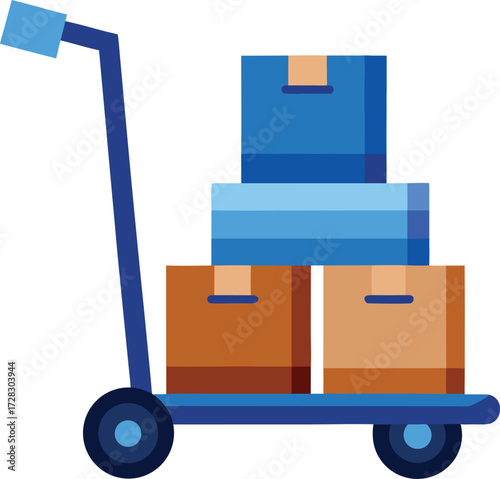 Delivery cart with stacked boxes vector