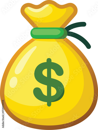 Golden money bag with dollar sign wealth and finance vector