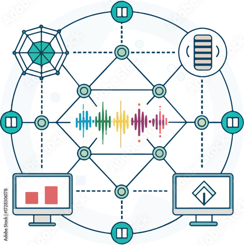 Digital network for music and data sharing concept