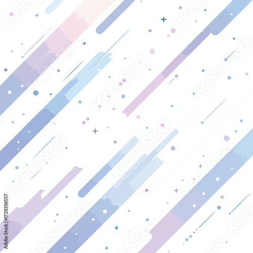 淡いパステルカラーの流線形と星屑が宇宙空間を漂う抽象的なベクター背景