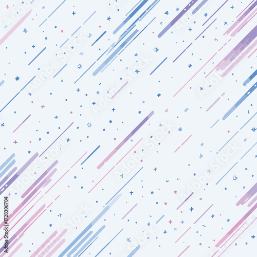 軽やかな水彩タッチの斜線と小さなドットが織りなす、抽象的で優しい背景パターン