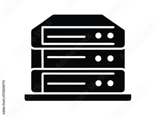 server vector icon in bold style on black color and white background.