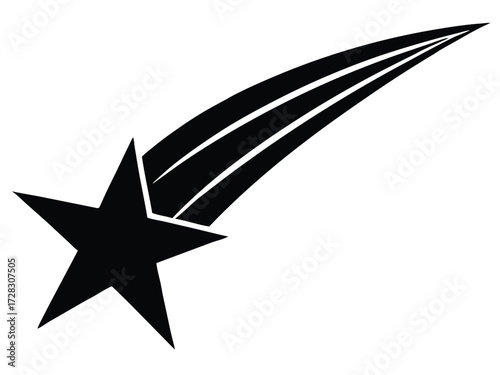 shooting star vector icon in bold style on black color and white background.