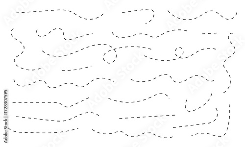 Hand drawn curve dotted line, Spiral dotted line hand drawn, Dotted lines path on white background