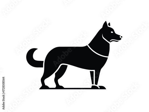 sled dog vector icon in bold style on black color and white background.