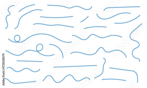 Hand drawn curve dotted line, Spiral dotted line hand drawn, Dotted lines path on white background