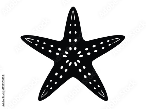 starfish vector icon in bold style on black color and white background.