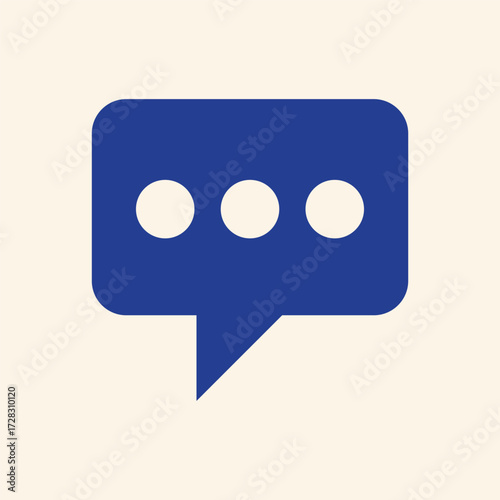 Vibrant blue chat bubble icon with three dots signifies ongoing conversation, communication, and digital messaging for modern apps and websites