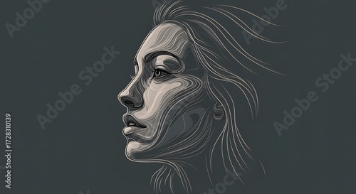 Abstract female portrait profile