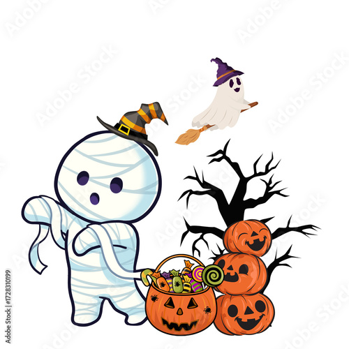 halloween witch with pumpkin