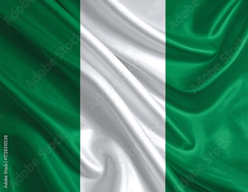 Vibrant Nigerian Flag in Flowing Fabric