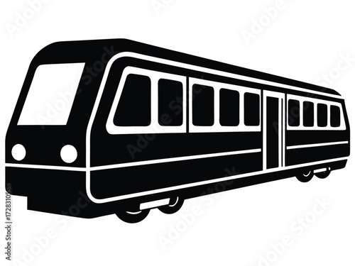 subway train vector icon in bold style on black color and white background.