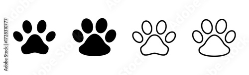Paw icon set. paw print icon vector. dog or cat paw