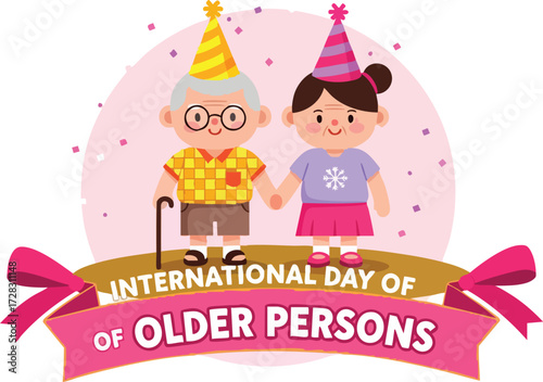 International day of older persons isolated on white background