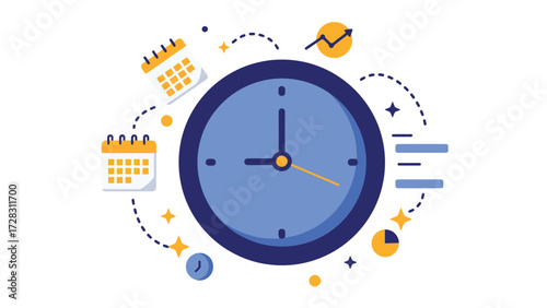 Clock with calendar and graph elements for time tracking and scheduling