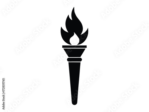 torch vector icon in bold style on black color and white background.