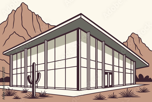 El Paso Public Library Main in Texas, modern glass facade reflecting desert mountains