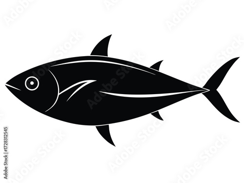 tuna vector icon in bold style on black color and white background.