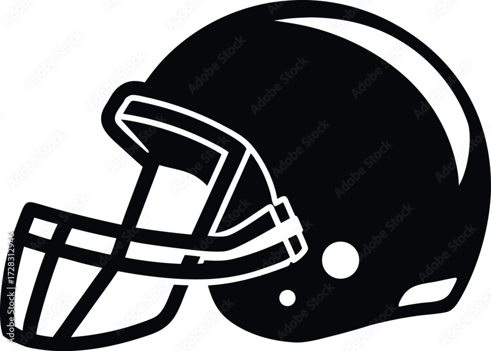 Fototapeta premium Silhouette of American football helmet, Sport headgear vector, safety equipment design