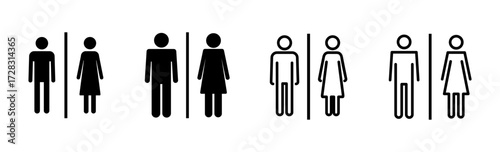 Toilet icon set. restrooms icon vector. bathroom sign. wc, lavatory