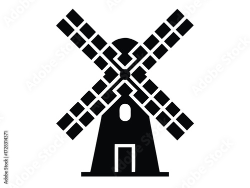 windmill vector icon in bold style on black color and white background.