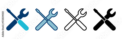 Repair icon vector isolated on white background. Wrench and screwdriver icon. settings vector icon. Maintenance. tools