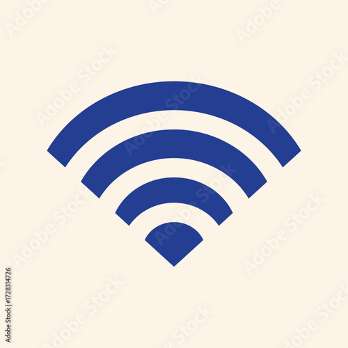Vibrant blue wifi signal icon radiates connectivity and modern technology on a clean, light background