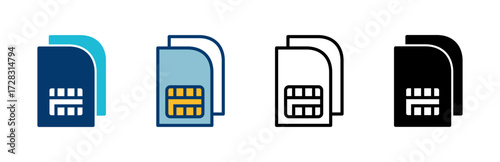 Sim card icon vector isolated on white background. Mobile slot icon. Mobile cellular phone sim card chip.
