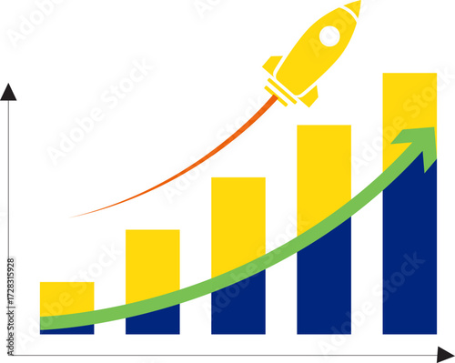 business rocket growth arrow  with success graph
