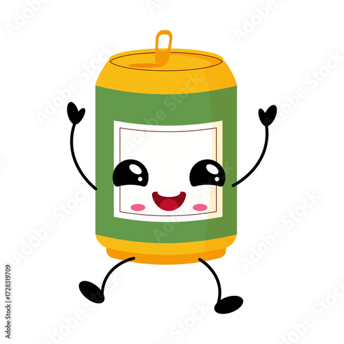 Cute kawaii soda can character illustration