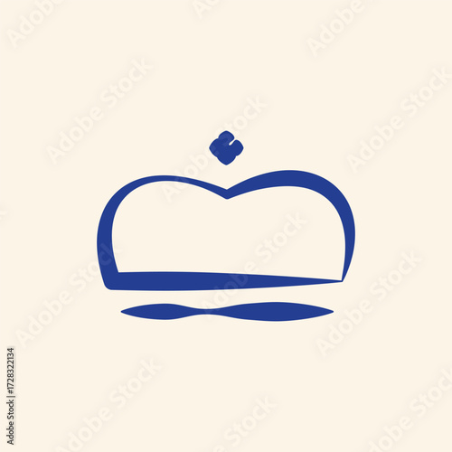 Modern minimalist blue crown drawing symbolizing royalty, leadership, success, and achievement on a soft cream background