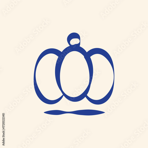 Modern minimalist blue crown drawing symbolizing royalty, leadership, success, and achievement on a soft cream background