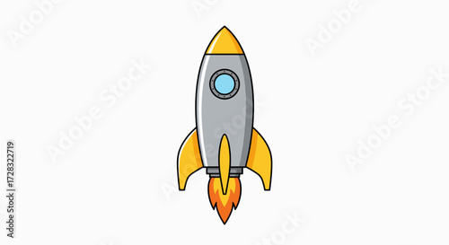 Stylized Rocket Liftoff Illustration - Symbol of Progress, Innovation, and Future Ambition