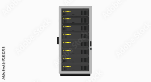 Modern Enterprise Server Rack Cabinet with Multiple Units Isolated on White for Cloud & IT Infrastructure