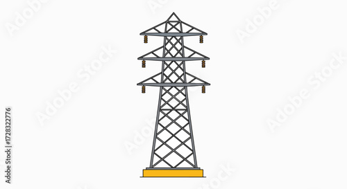 Modern Power Grid Transmission Tower Illustration