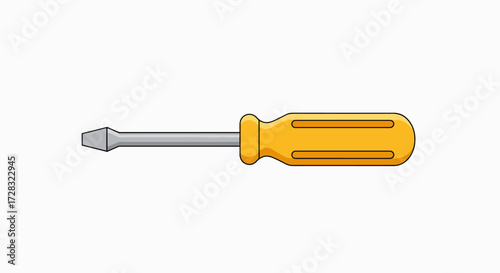 Classic Yellow Flathead Screwdriver Illustration